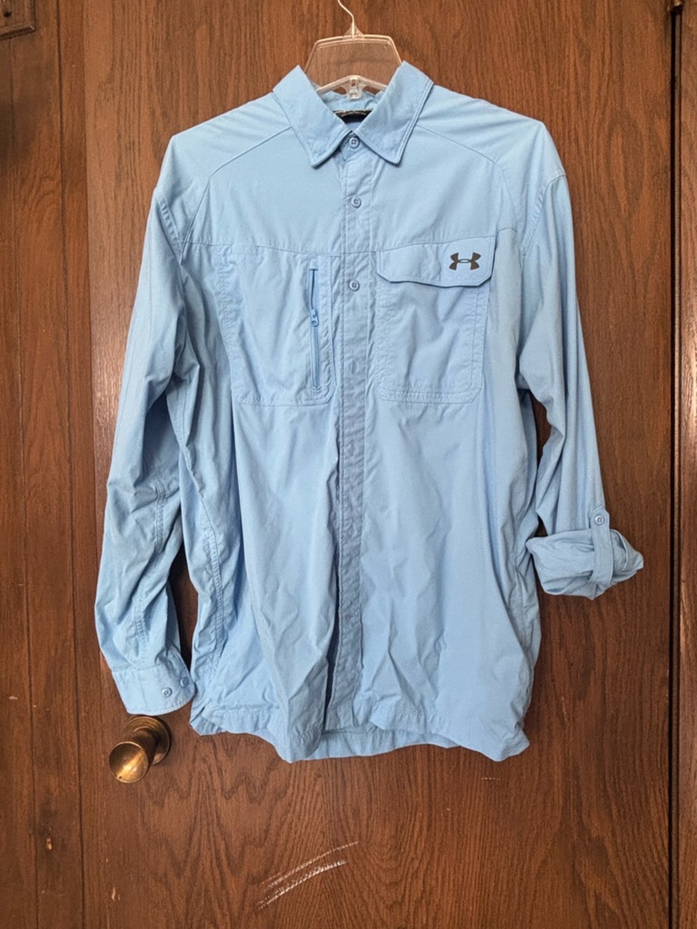 Under Armour Light Blue Performance Button-Down Fishing Shirt